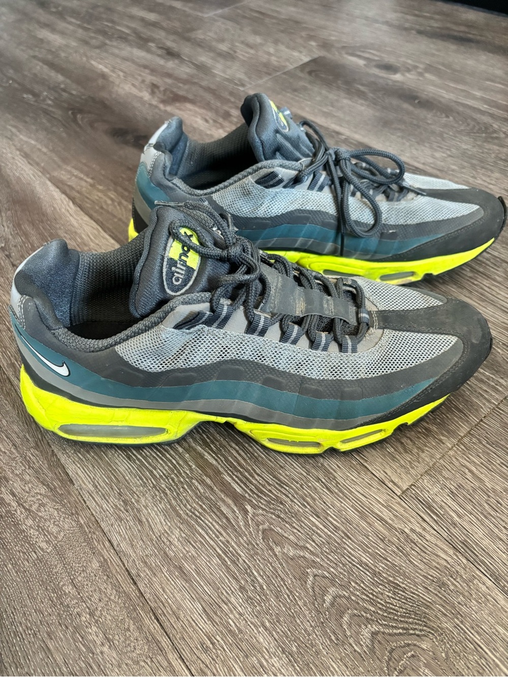 Nike Gray & Neon Yellow Air Max 95 Style Sneakers